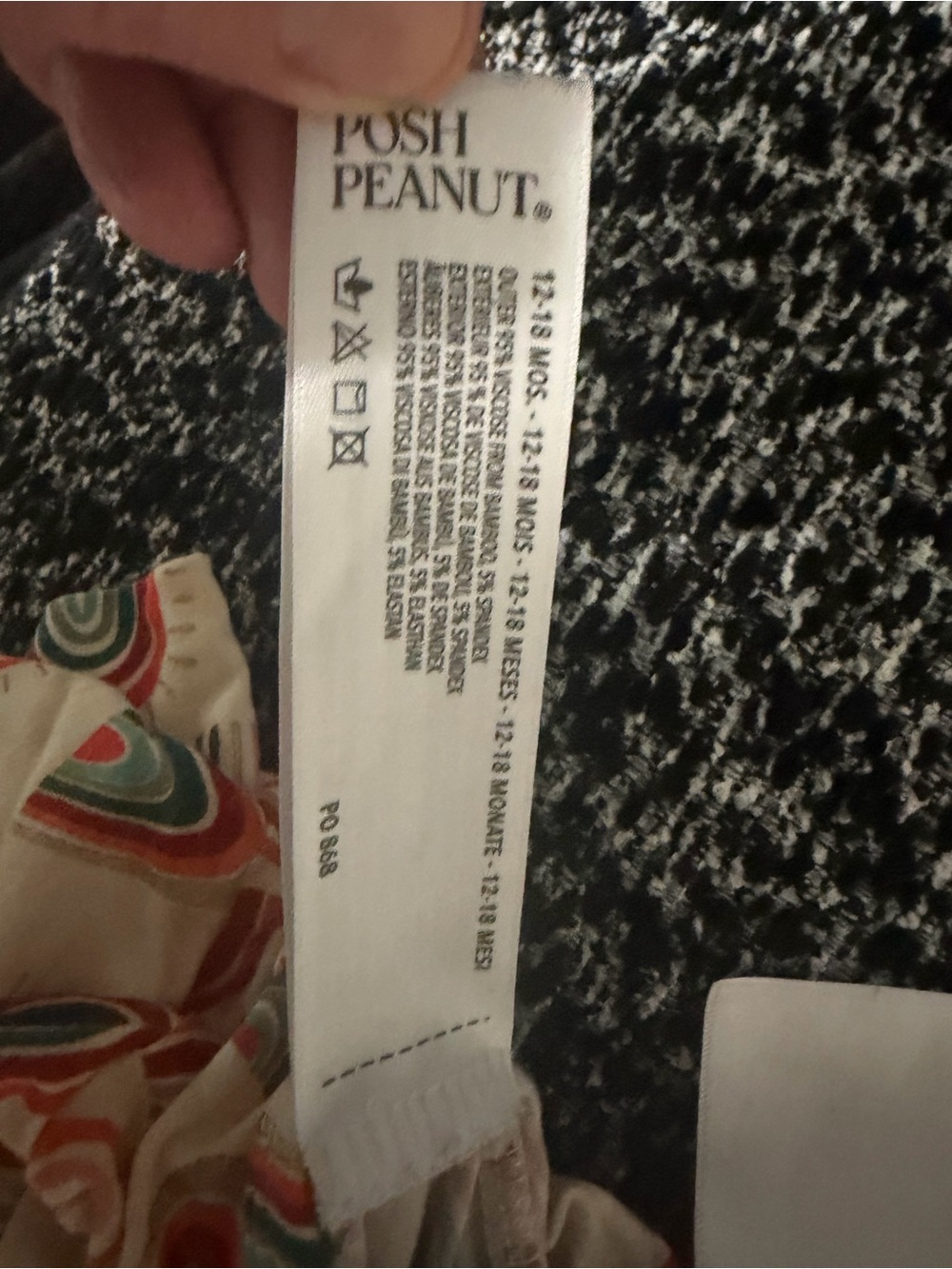 Posh Peanut Skyla Rainbow Ruffle Trim baby footie pajama sleeper size 12-18mo - Picture 9 of 9